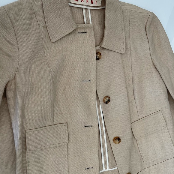 Marni Women Tan Cotton Long Jacket - Picture 15 of 16